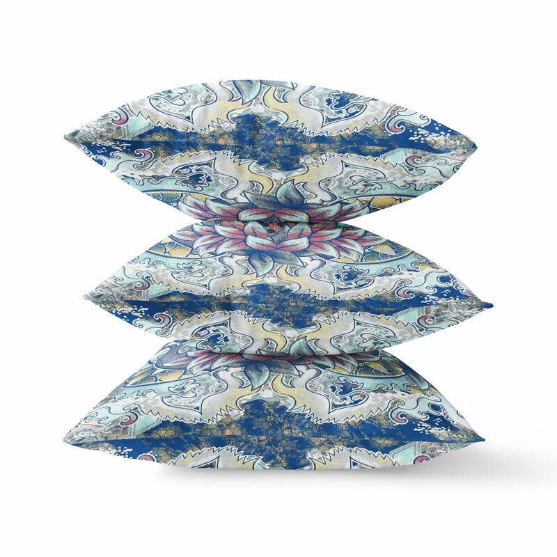 20" Blue Aqua Flower Bloom Suede Throw Pillow On Sale Bed Bath